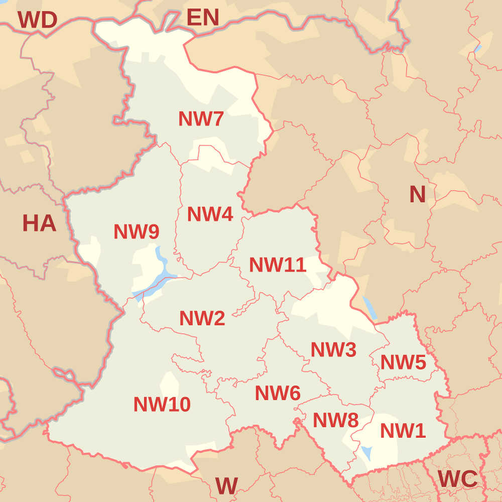 London Northwest Postcode Areas